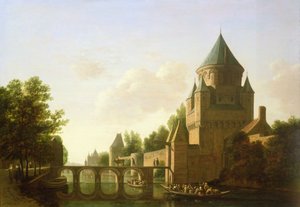 Esti kilátás a Kleine Houtpoortról Haarlemben (panel)