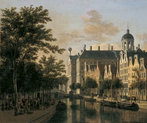 A Nieuwezijds Voorburgwal a virágpiaccal, Amszterdam