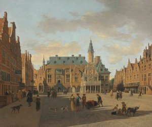 A Grote Markt és a városháza, Haarlem, keletről nézve