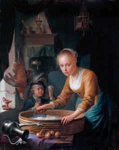 Francia: Jeune fille hachant des oignons Lány hagymát aprít alkotó: Gerrit Dou