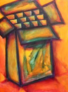 Yellow Box on Yellow, 2022 (akril, vászon) alkotó: Gerrit Greve