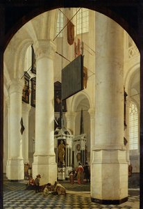 A delfti Nieuwe Kerk belseje Csendes Vilmos sírjával, 1650 alkotó: Gerrit Houckgeest