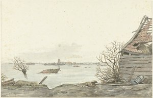 Kilátás az elárasztott Ransdorpról, 1825. február alkotó: Gerrit Lamberts