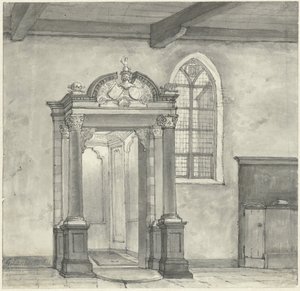 Bejárat a kápolnába Zandvoort urai sírkamrájával, a zandvoorti templomban alkotó: Gerrit Lamberts