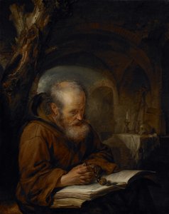 Egy remete imádkozik, 1670 alkotó: Gerrit Dou