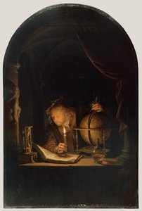 Csillagász gyertyafénynél, 1650 körül (olaj, panel) alkotó: Gerrit Dou