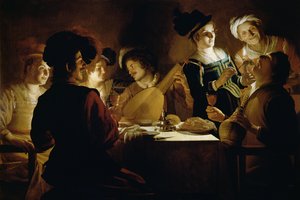 Lakoma egy lantjátékossal, 1620 körül alkotó: Gerrit van Honthorst
