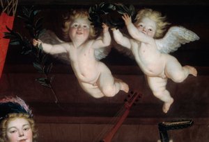 The Angels Detail koncert. Gerrit Van Honthorst (1590-1656) festménye 1624 V. 1,68x1,78 m alkotó: Gerrit van Honthorst