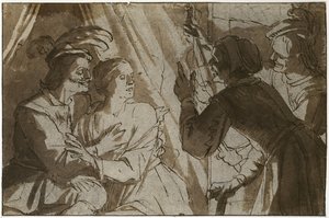 A tékozló fiú (toll és barna tinta, fekete krétával, papíron) alkotó: Gerrit van Honthorst