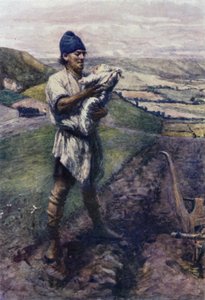 "Egy barázdás mezőn talált rád a Szántó" (színes litho) alkotó: Gertrude E. Demain (after) Hammond