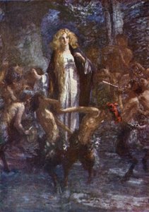 "A szatírok vidáman táncoltak körülötte" (színes litho)
