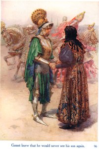 Gaunt tudta, hogy soha többé nem fogja látni a fiát. Illusztráció a George Harrap & Son kiadásában megjelent Shakespeare történeteiből az angol királyokról alkotó: Gertrude E. Demain Hammond