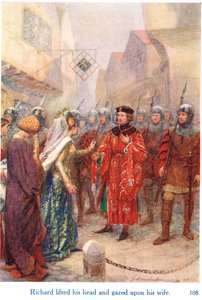 „Richard felemelte a fejét, és a feleségére nézett” – illusztráció a „Shakespeare-történetek az angol királyokról” című könyvből, amelyet George Harrap & Son adott ki.