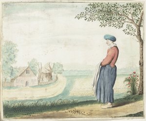 Parasztasszony egy tájban alkotó: Gesina ter Borch (signed by artist)
