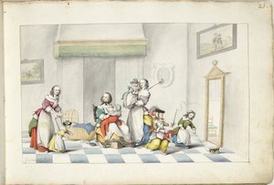 Gyermekszoba három nővel és gyerekkel alkotó: Gesina ter Borch (signed by artist)
