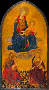 Keresztelő Szent János és Szent Katalin Szűz és Gyermek imádása - Keresztelő Szent János és Szent Katalin Szűz és Gyermek imádása - Gherardo Starnina (kb. 1364-1413) festménye - XIV. század vége. - Tempera a panelen - alkotó: Gherardo Starnina