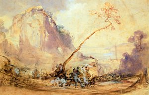 Sorrentói táj, kb 1848, készítette: Giacinto Gigante (1806-1876), akvarell, 34x51 cm. alkotó: Giacinto Gigante