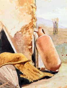 Csendélet kancsóval és tájjal alkotó: Giacinto Gigante