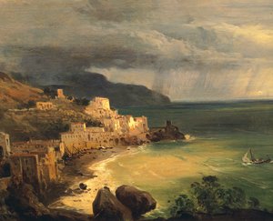 Vihar az Amalfi-parton és a Nápolyi-öbölben, Giacinto Gigante (1806-1876), Olaszország