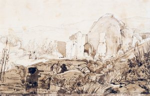 Diana temploma Baiában, 1844 körül alkotó: Giacinto Gigante