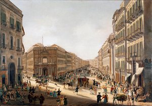 Kilátás az utcára Toledo a Nápoly (Nápolyi Toledo utca kilátása) Giacinto Gigante festménye (1806-1876) Nápolyi San Martino Nemzeti Múzeum alkotó: Giacinto Gigante