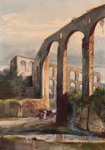 Nők a Maddaloni római vízvezeték alatt, egy borbone tanítvány, valószínűleg Maria Annunziata di Borbone hercegnő (1843-1871) kiegészítésével (ceruza, wc és gouache papíron) alkotó: Giacinto Gigante