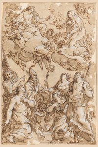 Rajz, Krisztus és Szűz Mária a pistoiai védőszentekkel, 1638
