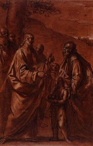 PD.9-1992 A kenyerek és halak csodája, 1611-1614 körül (fekete kréta, toll, tinta és mosószer) alkotó: Giacomo Cavedoni