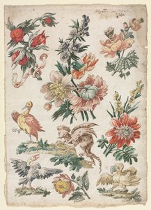 Virágminták madarakkal és griffonnal, 1784.