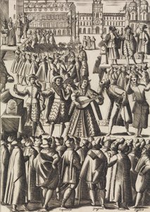 Szórakozás, amelyet a sarlatánok minden nap adnak a Piazza di S. Marco al Populo ..., kb. 1610. alkotó: Giacomo Franco