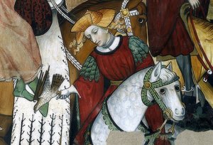 A fiatalság forrása. Részlet: solymász a madarával. 1418-30 alkotó: Giacomo Jaquerio
