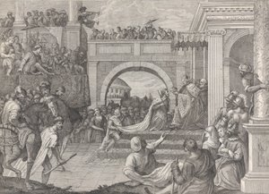 Enrico Dandolo dózsa megkoronázza Baldovinót a Constanti..., 1745-94 közötti latin birodalom első császárává. alkotó: Giacomo Leonardis