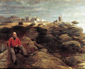 Risorgimento: "" Giuseppe Garibaldi olasz hazafi Caprera szigetén "" Giacomo Mantegazza (1853-1920) festménye 1867 Milánó, Risorgimento Nemzeti Múzeum