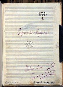 Giacomo Puccini (1858-1924) zeneszerző: "" Symphonic Caprice "" "(Symphonic Caprice") kéziratos kotta 1883. A milánói Giuseppe Verdi Konzervatórium könyvtára alkotó: Giacomo Puccini