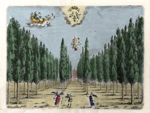 Illusztráció az operához 5 felvonásban: Francesco Sacrati „La finta pazza” (La Folle supposee). Jacopo Torelli metszete