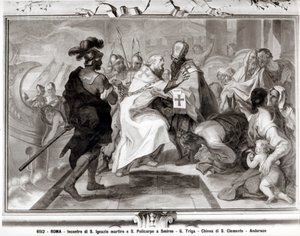 Antiochiai Szent Ignác (i.sz. 107) és Szmirnai Szent Polikárp (i.sz. 69-kb. 155) találkozása alkotó: Giacomo Triga