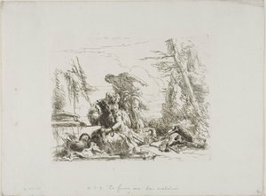 Egy nő láncban karral és négy másik figurával, Capriccitől alkotó: Giambattista Tiepolo