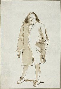 Férfi karikatúrája, teljes alakban, elöl néz alkotó: Giambattista Tiepolo