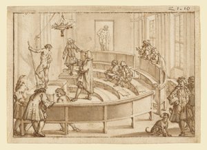 A bolognai "Accademia Clementina", a rajzoló mester által elhelyezett akt, a "Farnese Hercules" mögötte alkotó: Giampietro Zanotti