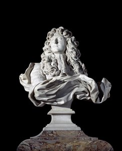 XIV. Lajos francia király mellszobra. Gian Lorenzo szobra alkotó: Gian Lorenzo Bernini