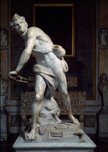 Dávid a parittya kövét vető Gian Lorenzo Bernini dit Le Bernin (1598-1680) barokk szobrát alkotó: Gian Lorenzo Bernini