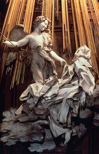 Olaszország, Róma, Santa Maria della Vittoria templom Cornaro kápolnája, Avilai Szent Teréz extázisa, Gian Lorenzo Bernini (1598-1680), szobor márványból és aranyozott bronzból