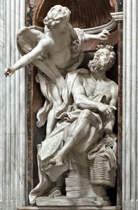 Habakuk próféta (Habakuk, Habakuk, Habakuk, Abakuk, Havakuk) és az angyal (Habakuk próféta és az angyal) Gian Lorenzo Bernini (1598-1680) márványszobra 1656-1661 Róma, Basilica di Santa Maria del Popoi