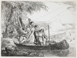: A Szent Család hajóra száll az Egyiptomba menekülésből, 1750-1753 alkotó: Giovanni Domenico Tiepolo