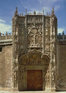 1488-96 között épült bejárati homlokzat (Nemzeti Vallási Szobrászati ​​Múzeum). alkotó: Gil de Siloe