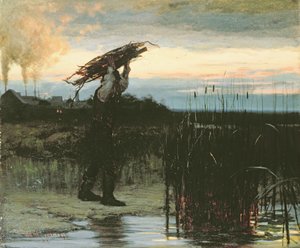 Férfi botokat cipelő alkonyatkor, 1879