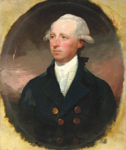 Sir Thomas George Skipwith portréja, félalakos, kék kabátban, színlelt ovális alkotó: Gilbert Stuart