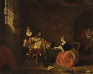 Macheath kapitány, akit Polly és Lucy a "Koldusoperában", 1826