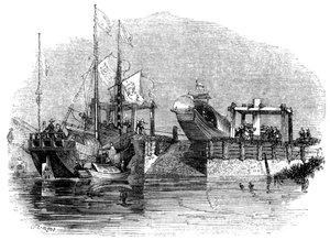 Csatornán lévő zsilipre vagy zsilipre húzott csónak, 1847