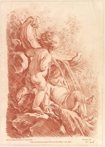 Szökőkút két Ámorral, kb. 1773. alkotó: Gilles Demarteau